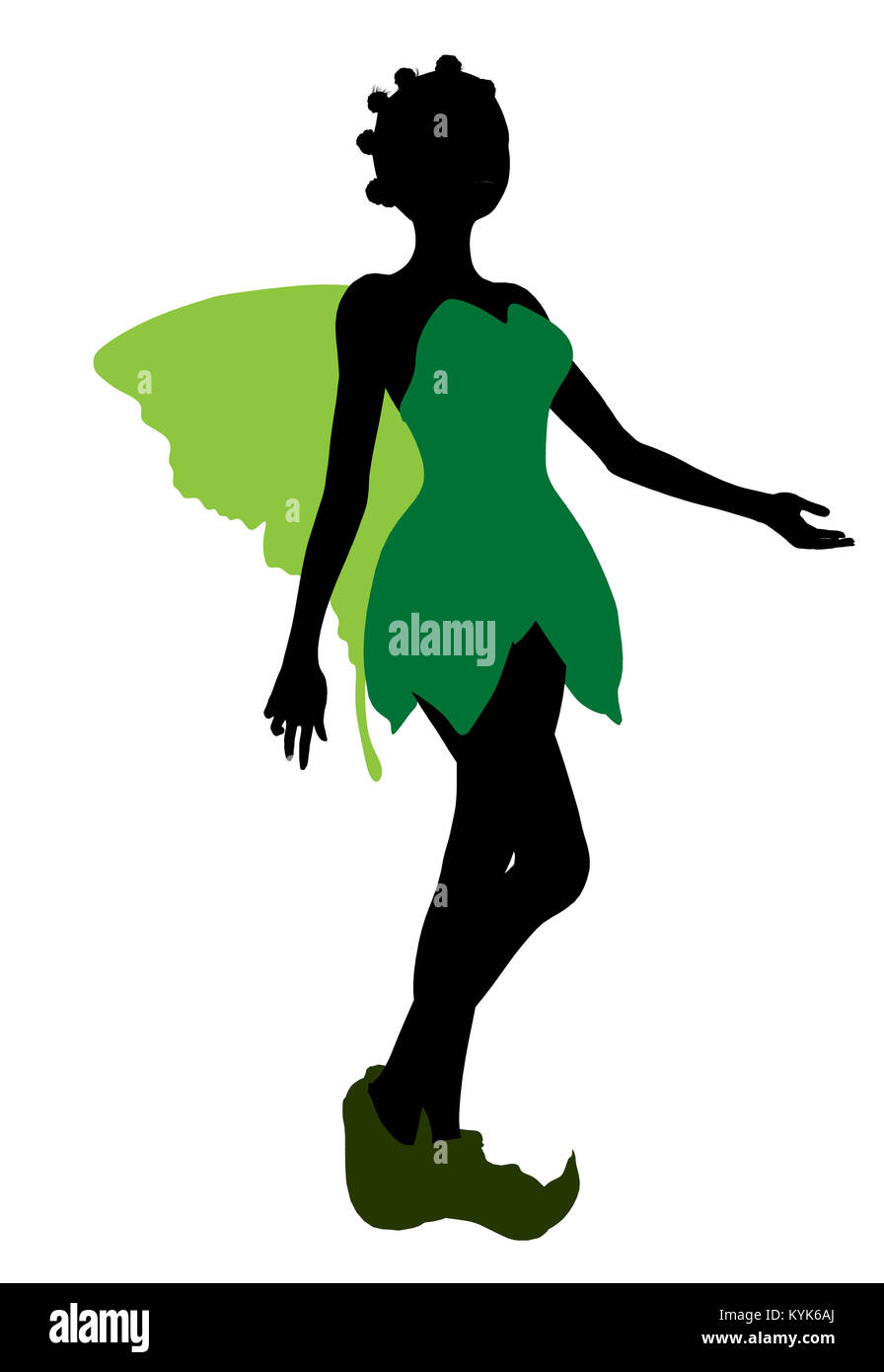 Tinker Bell Abbildung Silhouette auf weißem Hintergrund Stockfoto