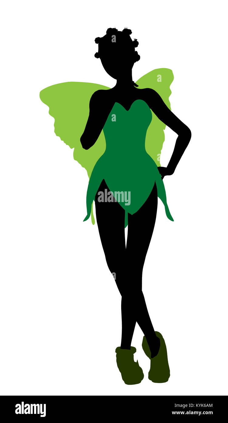 Tinker Bell Abbildung Silhouette auf weißem Hintergrund Stockfoto