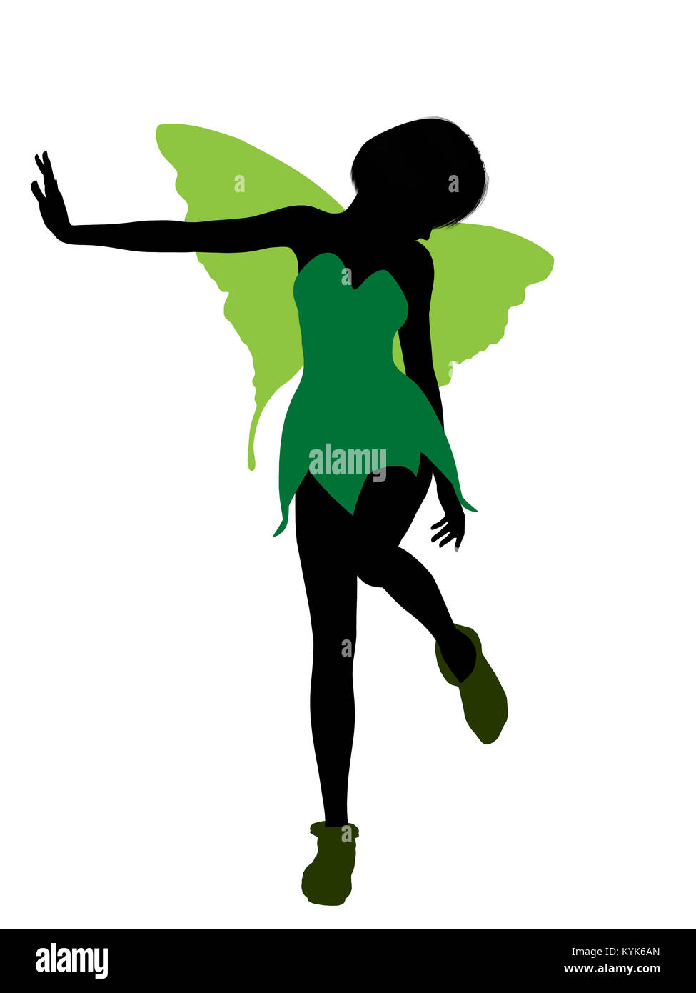 Tinker Bell Abbildung Silhouette auf weißem Hintergrund Stockfoto