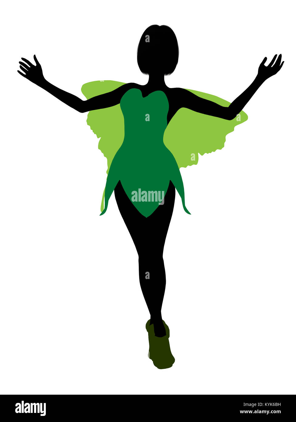 Tinker Bell Abbildung Silhouette auf weißem Hintergrund Stockfoto