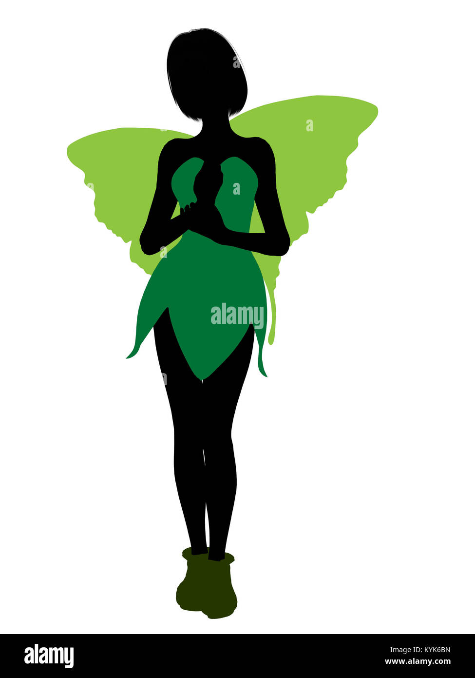 Tinker Bell Abbildung Silhouette auf weißem Hintergrund Stockfoto