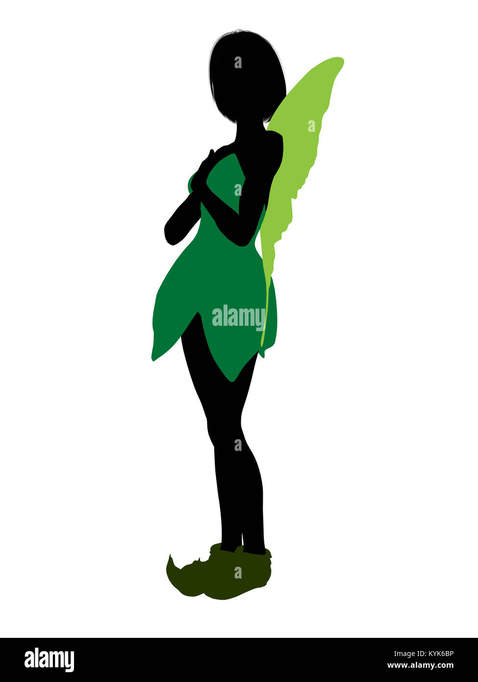 Tinker Bell Abbildung Silhouette auf weißem Hintergrund Stockfoto