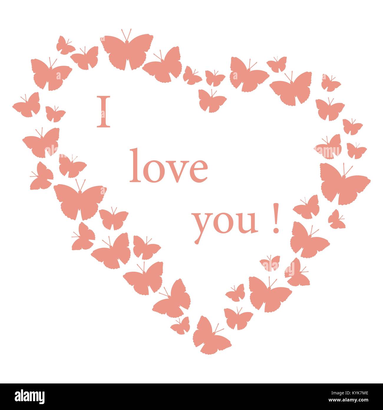 Herz aus vielen Schmetterlinge und die Worte Ich liebe Dich. Design