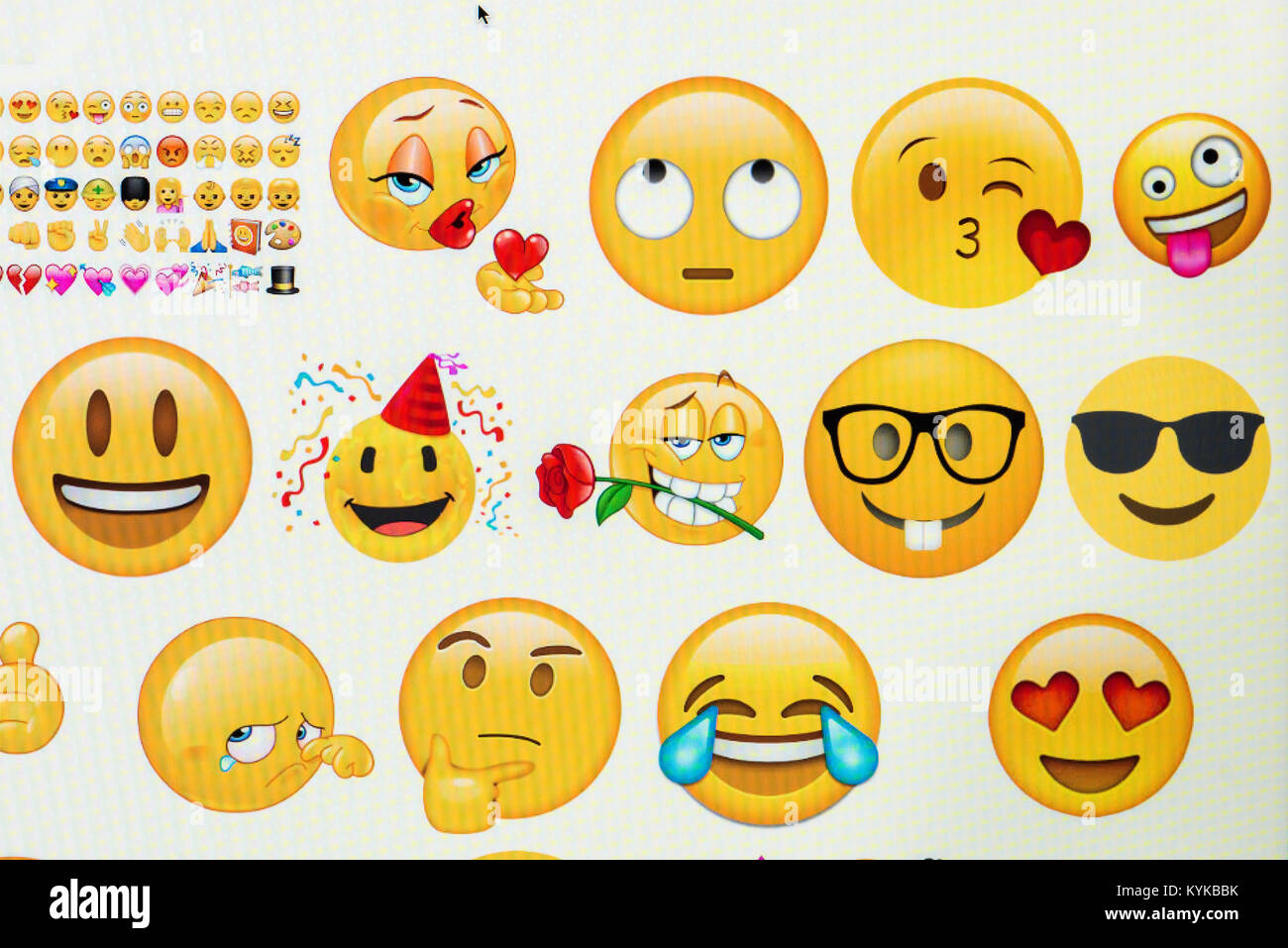 Emoji auf Bildschirm. Stockfoto