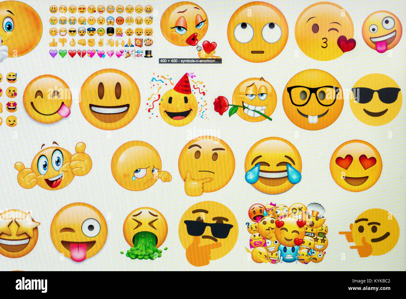 Emoji auf Bildschirm. Stockfoto