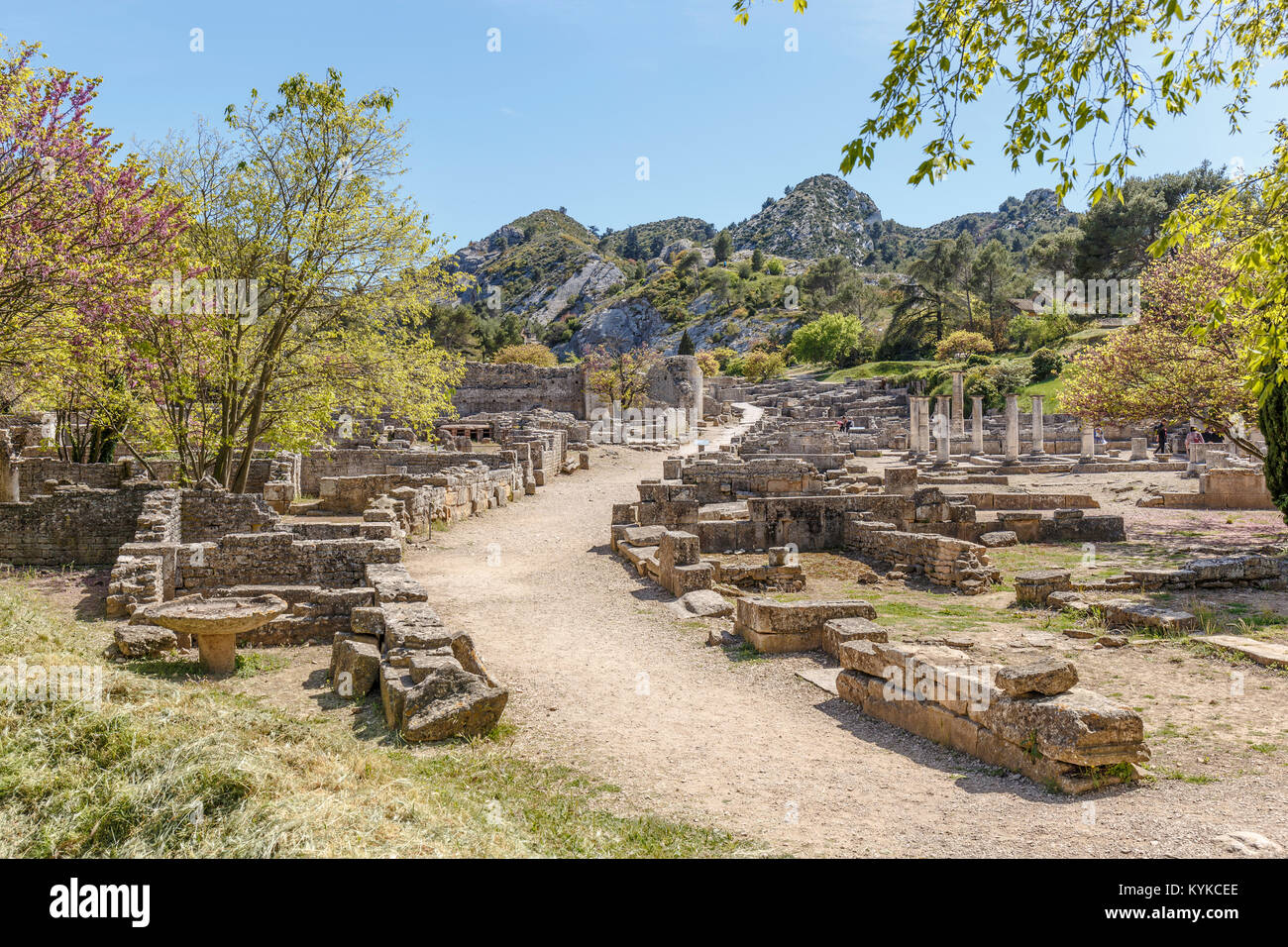 Glanum war ein Oppidum, eine befestigte Stadt im heutigen Provence, durch eine Keltisch gerufen sind, das Salyens im 6. Jahrhundert v. Chr. gegründet. Stockfoto