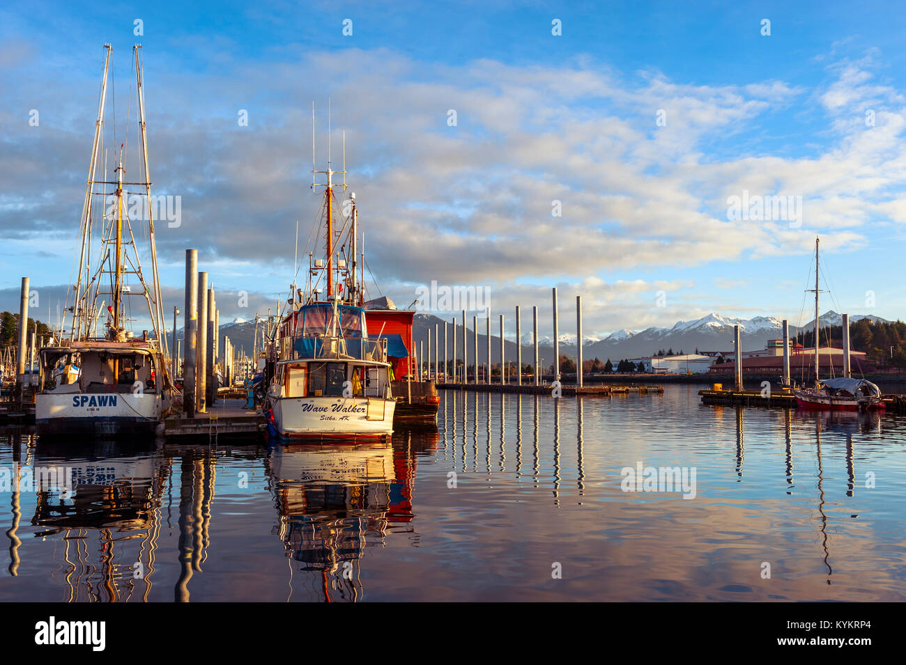 Hafen Szene in der Nähe der Innenstadt von Sitka, Alaska, USA. Stockfoto
