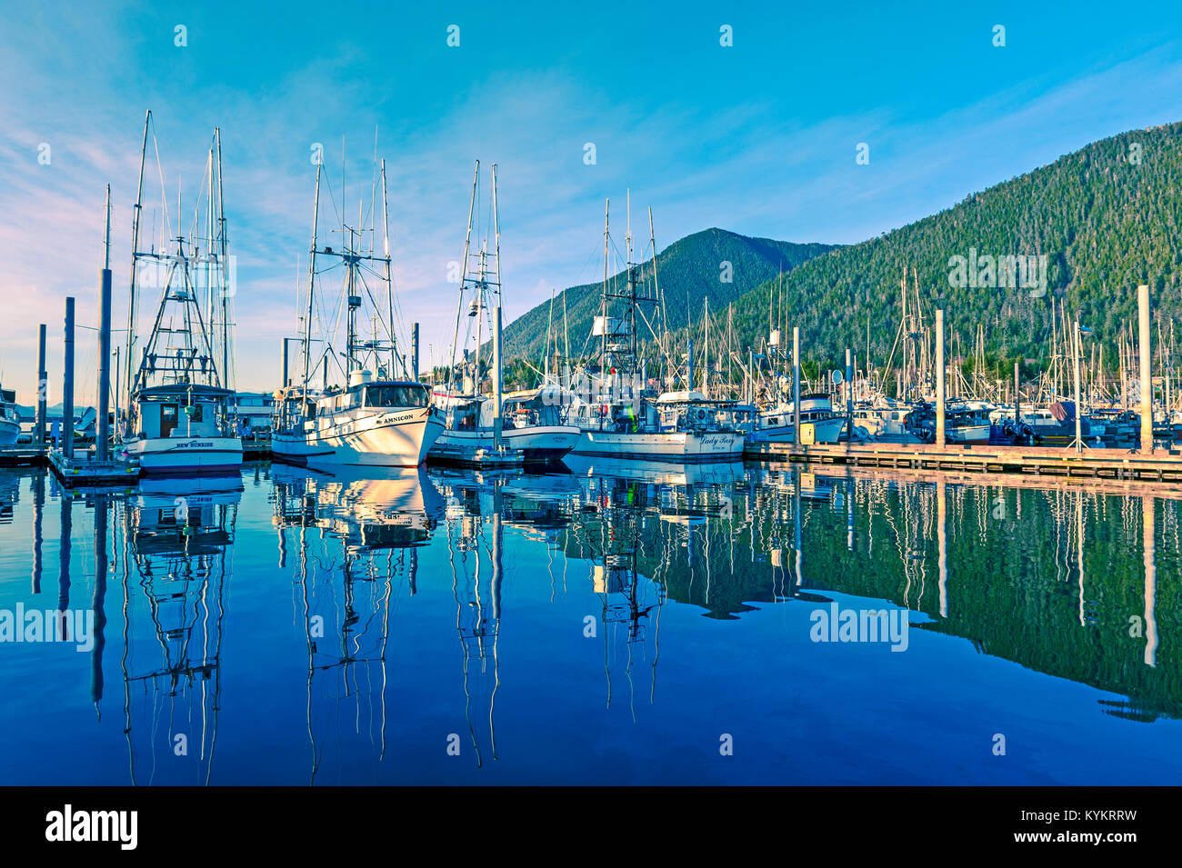 Hafen Szene in der Nähe der Innenstadt von Sitka, Alaska, USA. Stockfoto