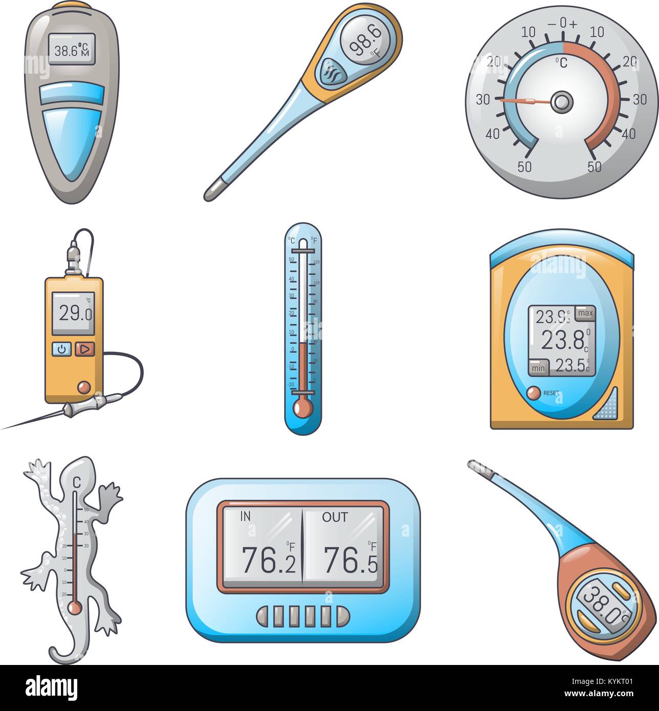 Thermometer Indikatoren Symbole, Cartoon Stil Stock-Vektorgrafik - Alamy