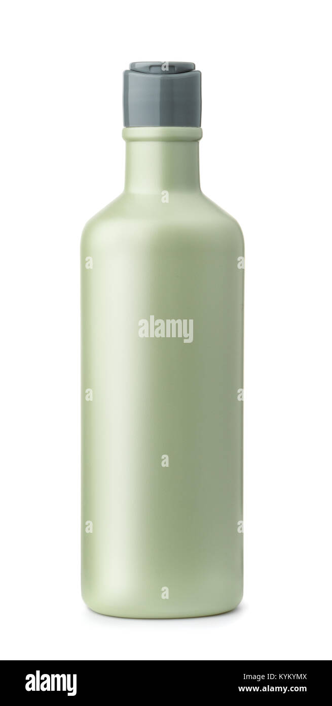 Vorderansicht des leeren Plastische, kosmetische Flasche isoliert auf weißem Stockfoto