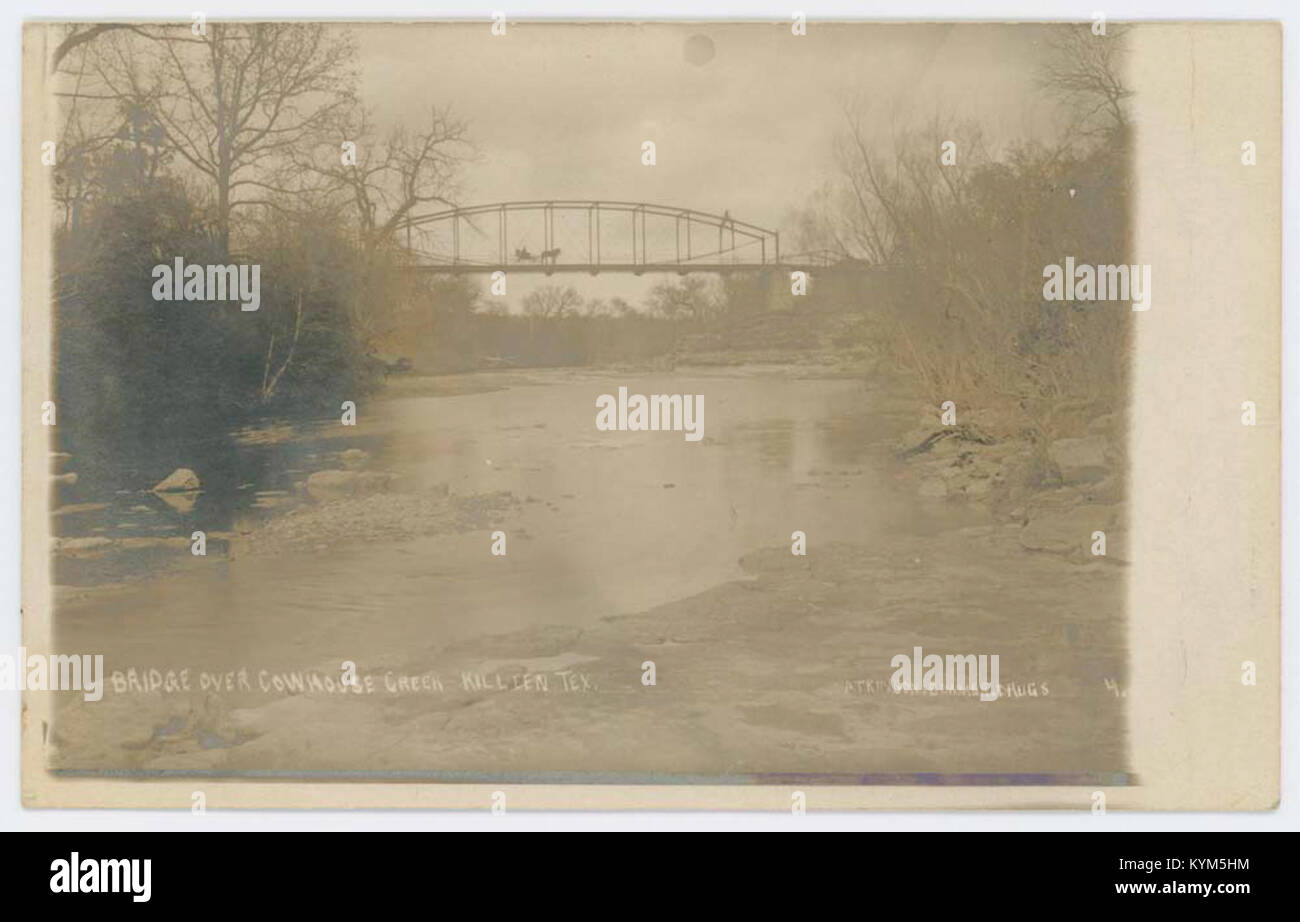#Eine historische Brücke über den Cowhouse Creek in Killeen, Texas, fotografiert zu Archivzwecken. Stockfoto