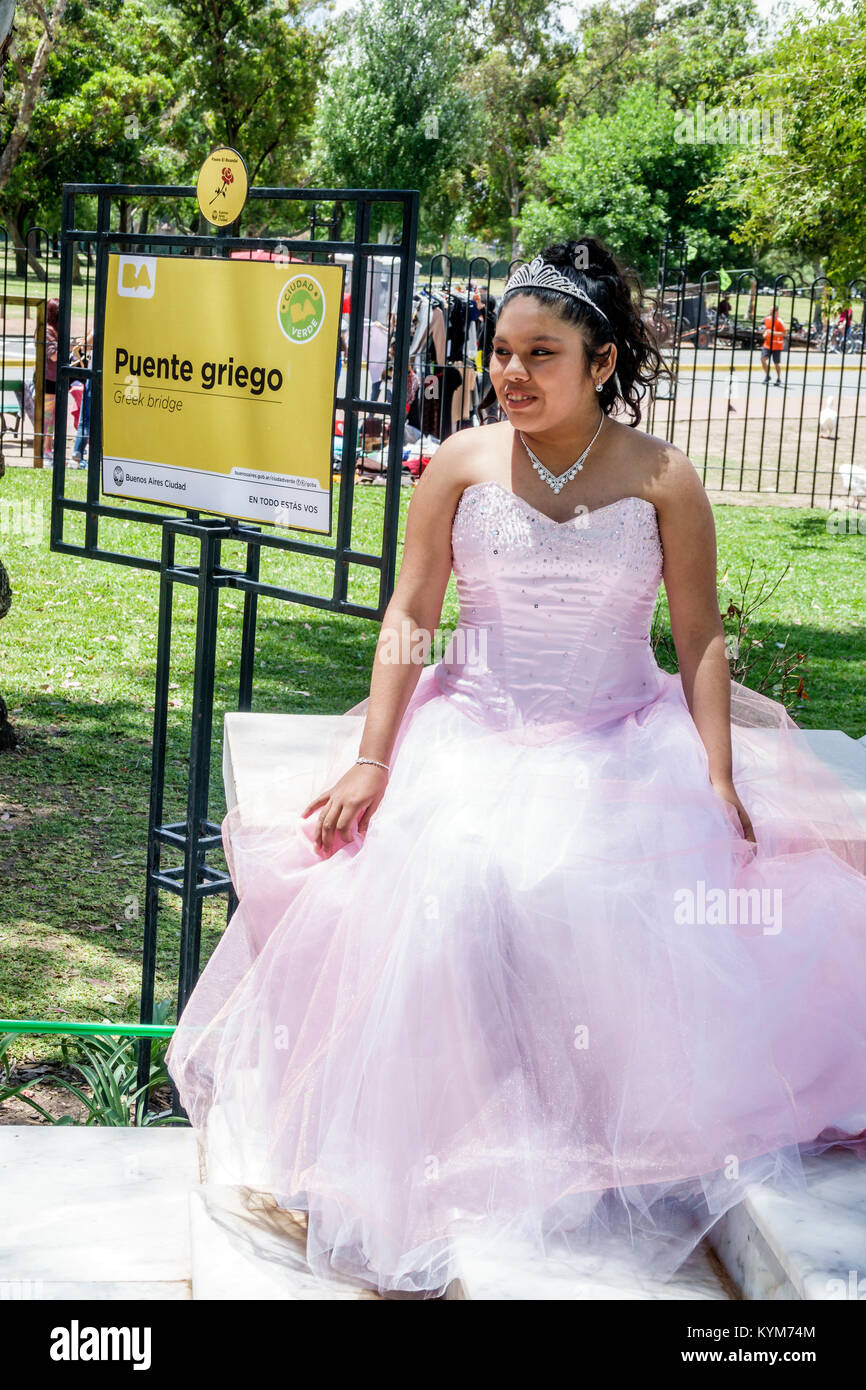 Buenos Aires Argentinien,Bosques de Palermo,Parque 3 de Febrero,Puente Griego,öffentlicher Park,Hispanic Latin Latino ethnische Minderheit,Mädchen,weibliches Kid KI Stockfoto