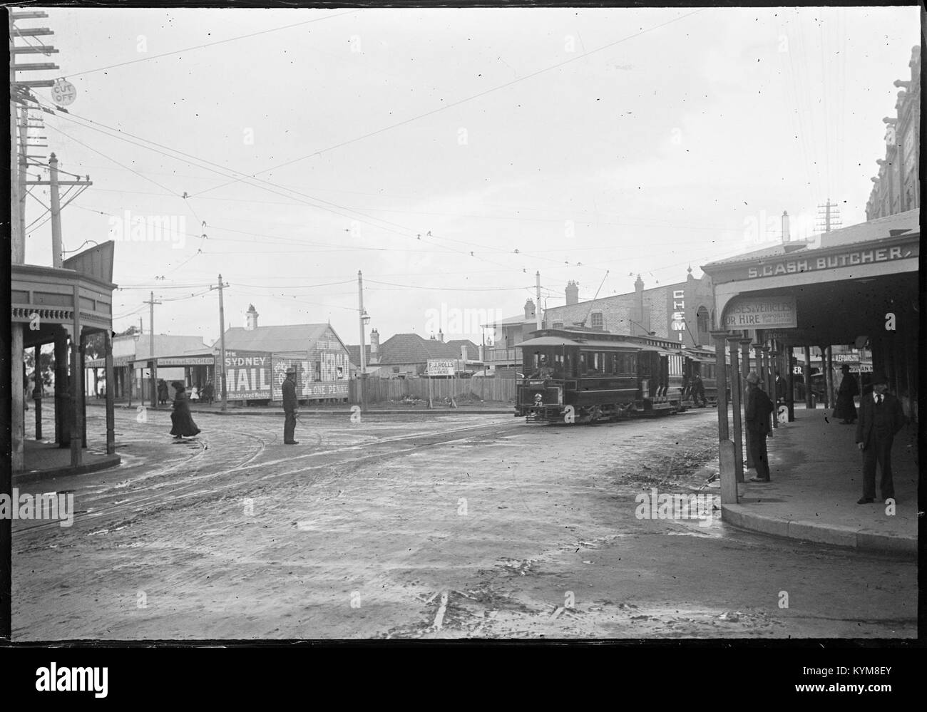 Sammlung von Glasnegativen mit Bildern von Sydney und den Blue Mountains, die die Landschaft und Architektur der Region aus dem frühen 20. Jahrhundert zeigen. Stockfoto
