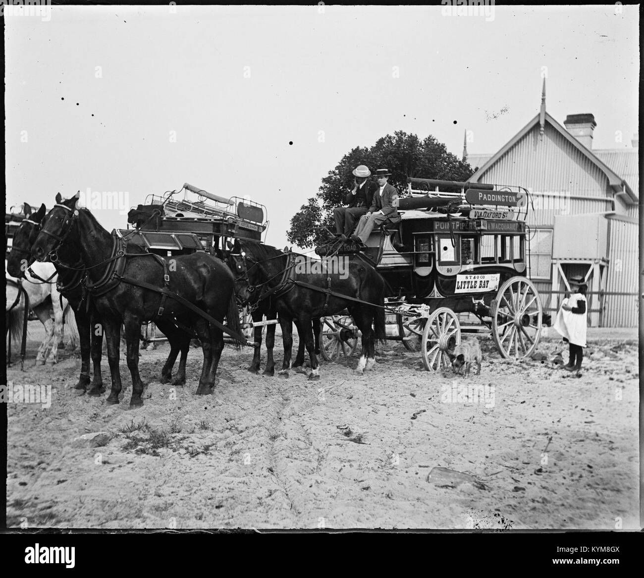 Eine Sammlung von Glasnegativen, die Szenen aus Sydney und Manly, Australien, darstellen und historische Ausblicke auf diese legendären Orte zeigen. Stockfoto