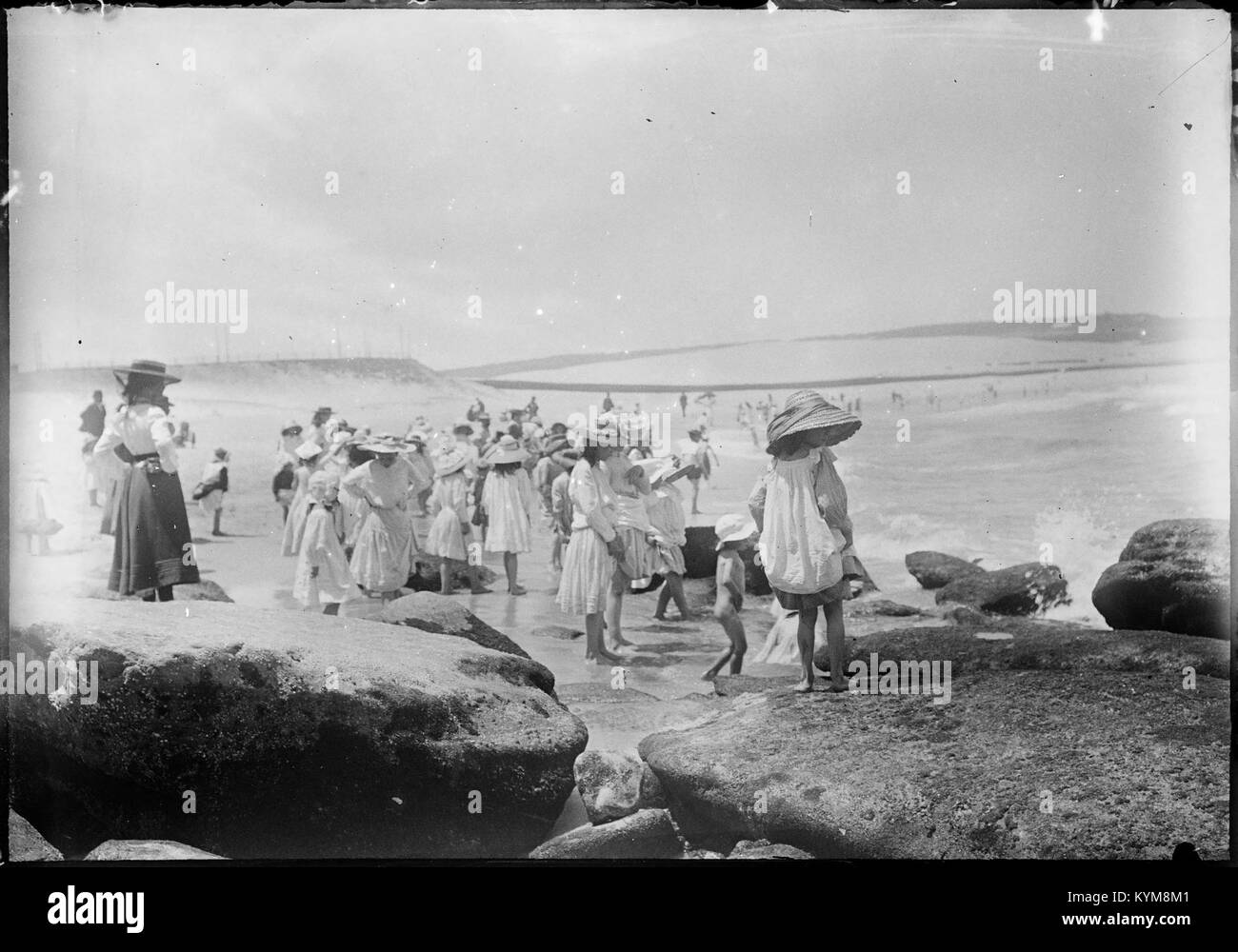 Glasnegative aus der Region Woy Woy, aufgenommen zwischen 1890 und 1910, die frühe Szenen der Region zeigen. Stockfoto