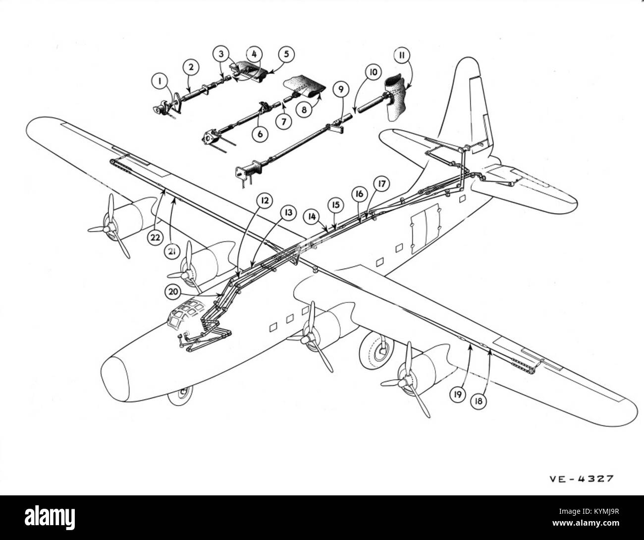 Ein historisches negativ eines Convair-Flugzeugs, das das Design und die Struktur eines ikonischen amerikanischen Flugzeugs zeigt. Das Foto zeigt die wichtigsten Details dieses Flugzeugs und seiner Rolle in der Luftfahrtgeschichte. Stockfoto