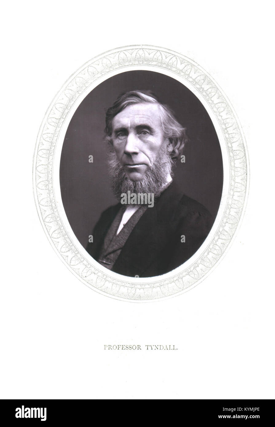 Ein Porträt des berühmten Physikers John Tyndall, das für einen Cover in der Sammlung der Dibner Library der Smithsonian Institution geschaffen wurde. Das Schwarzweiß-Bild zeigt Tyndalls Beitrag zur Wissenschaft und sein Vermächtnis auf dem Gebiet der Physik. Stockfoto