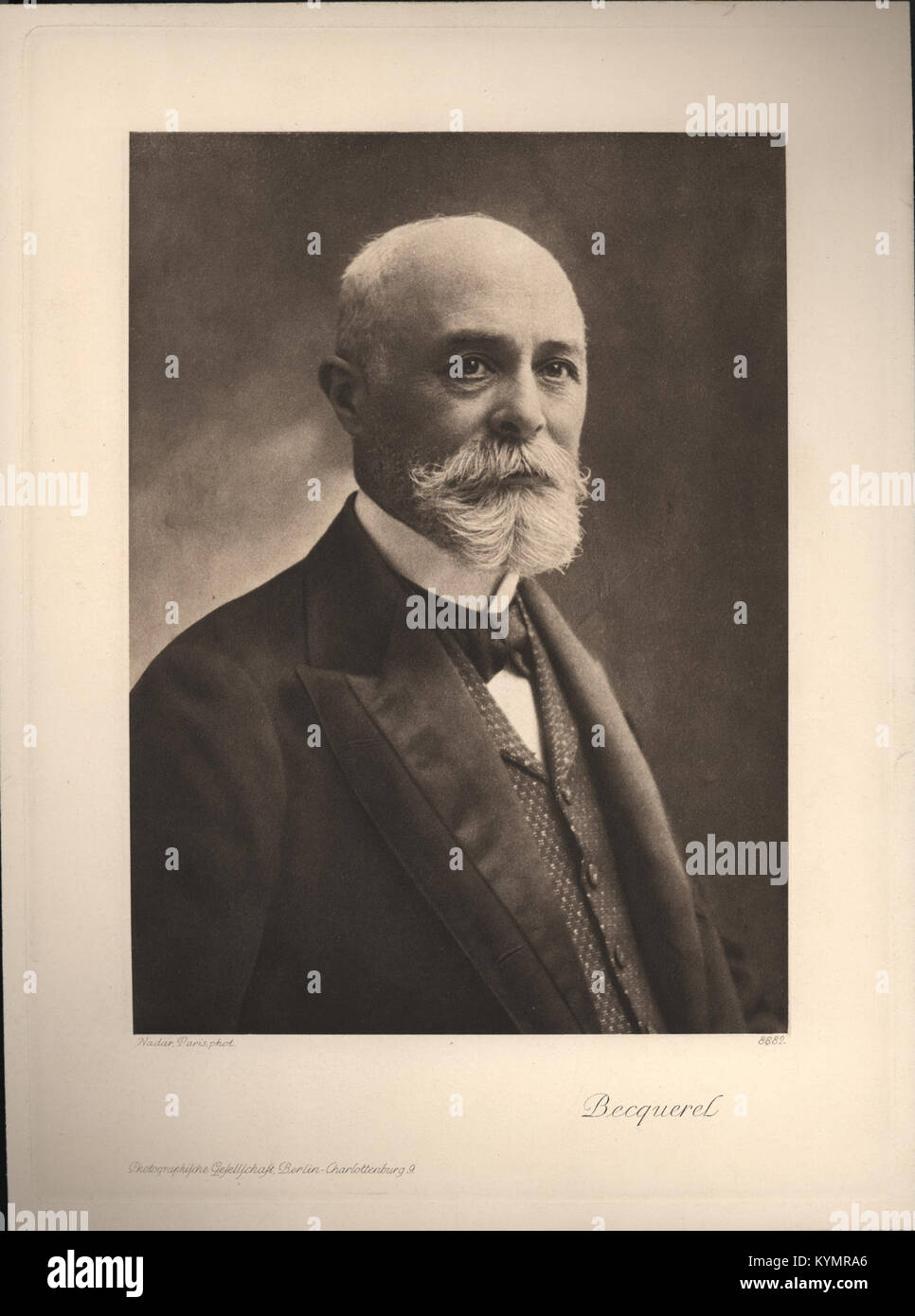 Ein Porträt des französischen Physikers Antoine-Henri Becquerel (1852–1908), der für seine Entdeckung der Radioaktivität bekannt ist. Dieses historische Bild von Gaspard-Félix Tournachon, auch bekannt als Nadar, zeigt Becquerels intellektuelles Aussehen und seinen Beitrag zur Physik. Stockfoto