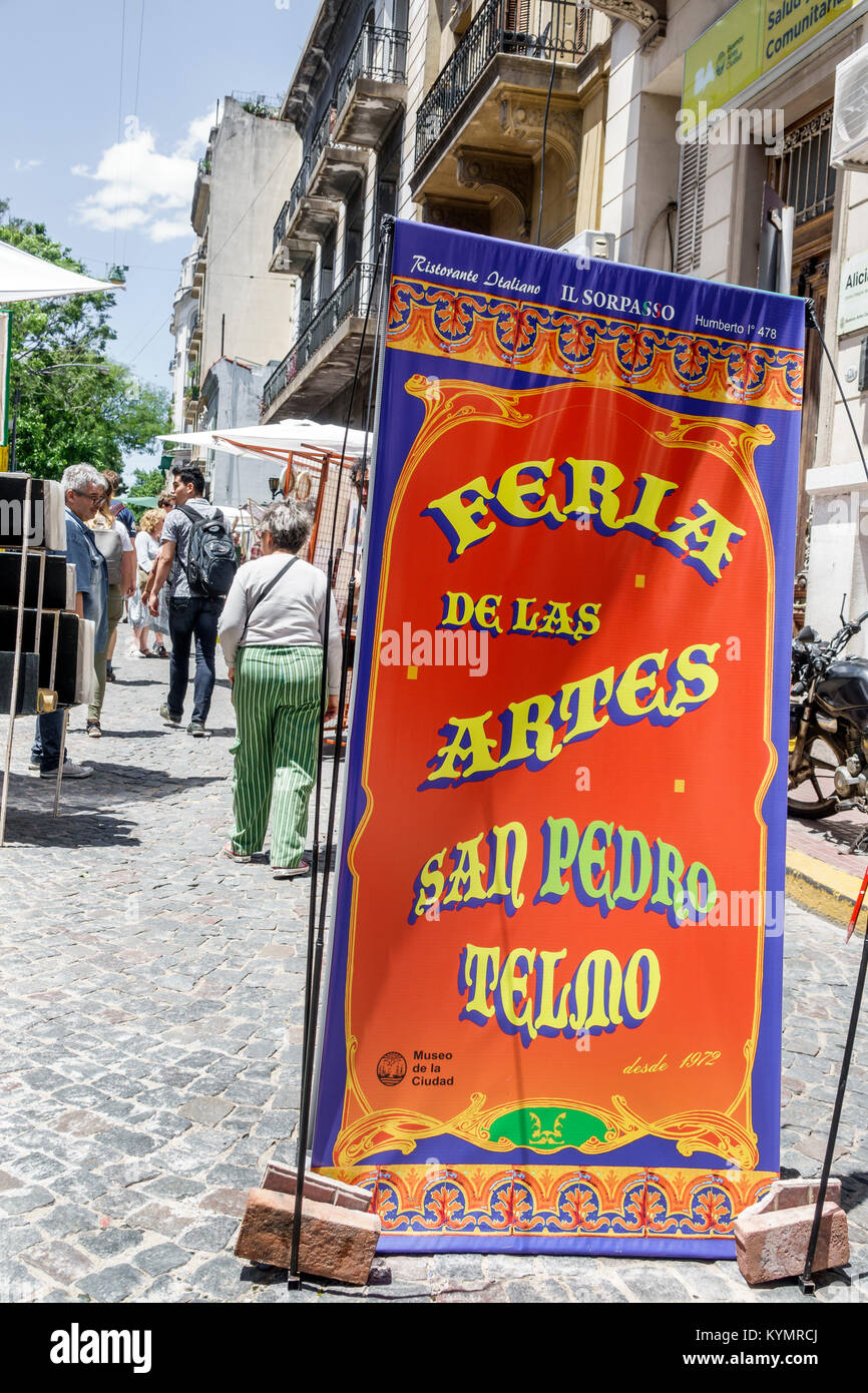 Buenos Aires Argentinien, San Telmo Plaza Dorrego, Kunstmesse, Verkäufer, Stände Stand Markt Käufer Kauf Verkäufer, Stände Stand Markt Stockfoto