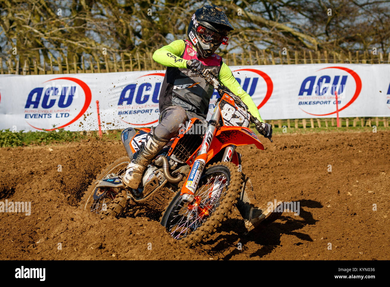 Patrick Gilligan des RFX KTM im Jahr 2017 Maxxis British Championship, Cadders Hill, Lyng, Norfolk, Großbritannien. Stockfoto