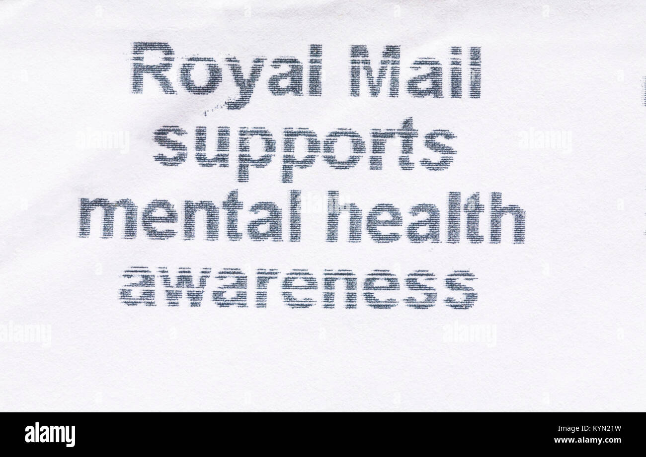Royal Mail unterstützt die psychische Gesundheit Bewusstsein Nachricht auf Umschlag Stockfoto