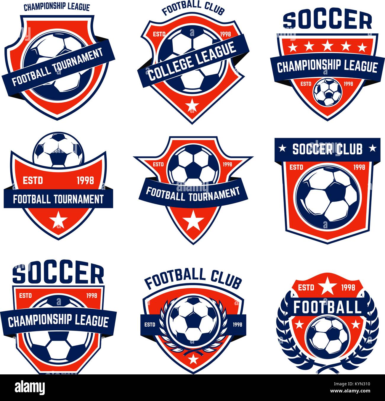Satz Von Fussball Fussball Embleme Design Element Fur Logo Label Emblem Sign Vector Illustration Stock Vektorgrafik Alamy