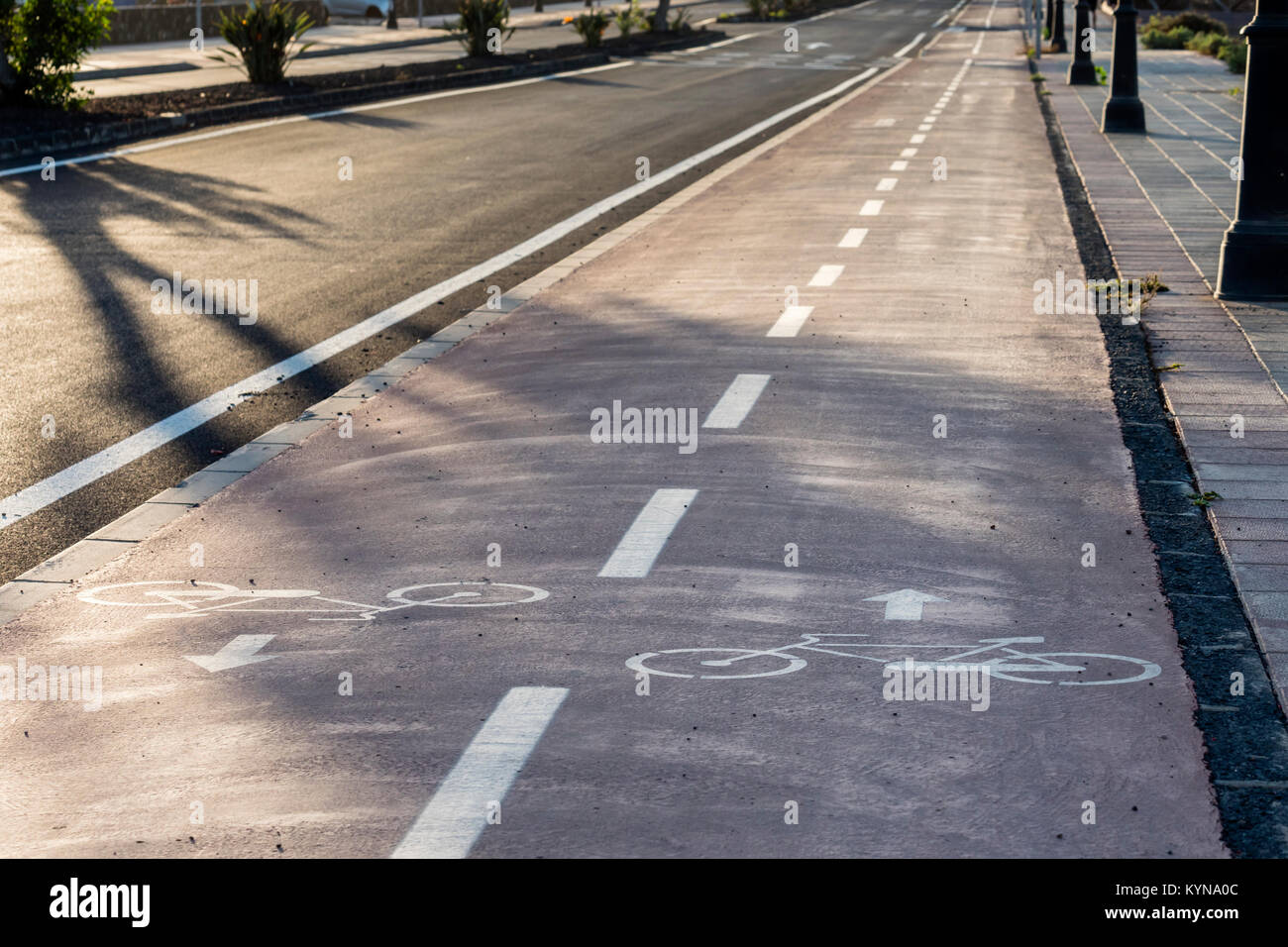 Radweg Pfad Corralejo, La Oliva Fuerteventura Kanarische Inseln Spanien Stockfoto