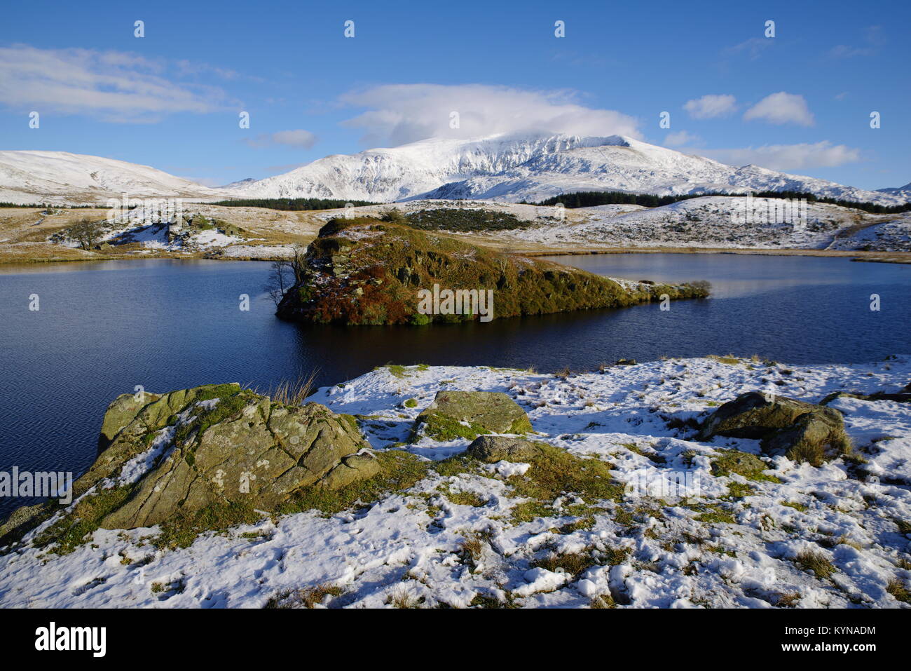 Llyn Dywarchen, Eryri, Gwynedd, North Wales, Vereinigtes Königreich. Stockfoto