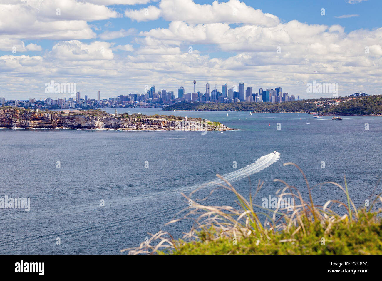 North Head Blick auf die Skyline von Sydney, NSW, Australien Stockfoto