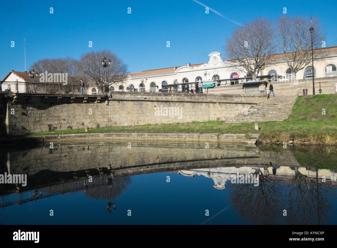 Gare, de, Carcassonne, Next, zu, Canal du Midi, Aude, Zug, Station, Frankreich, Stockfoto