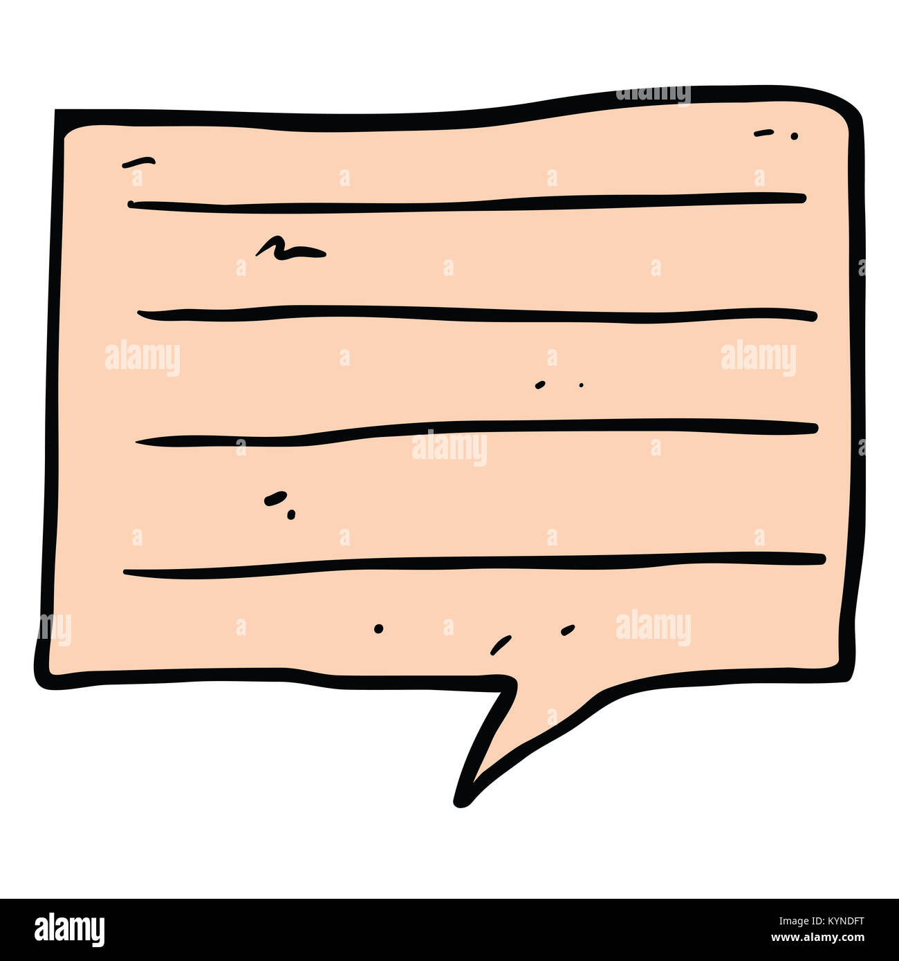 Freehand farbigen cartoon Notizen Sprechblase isoliert auf weißem Stockfoto