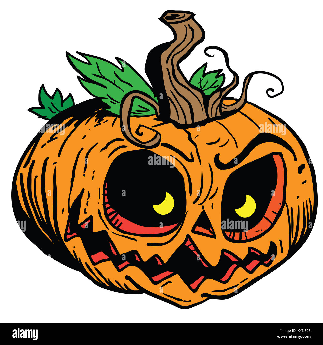 Halloween Kürbis Cartoon Illustration isoliert auf weißem Stockfoto