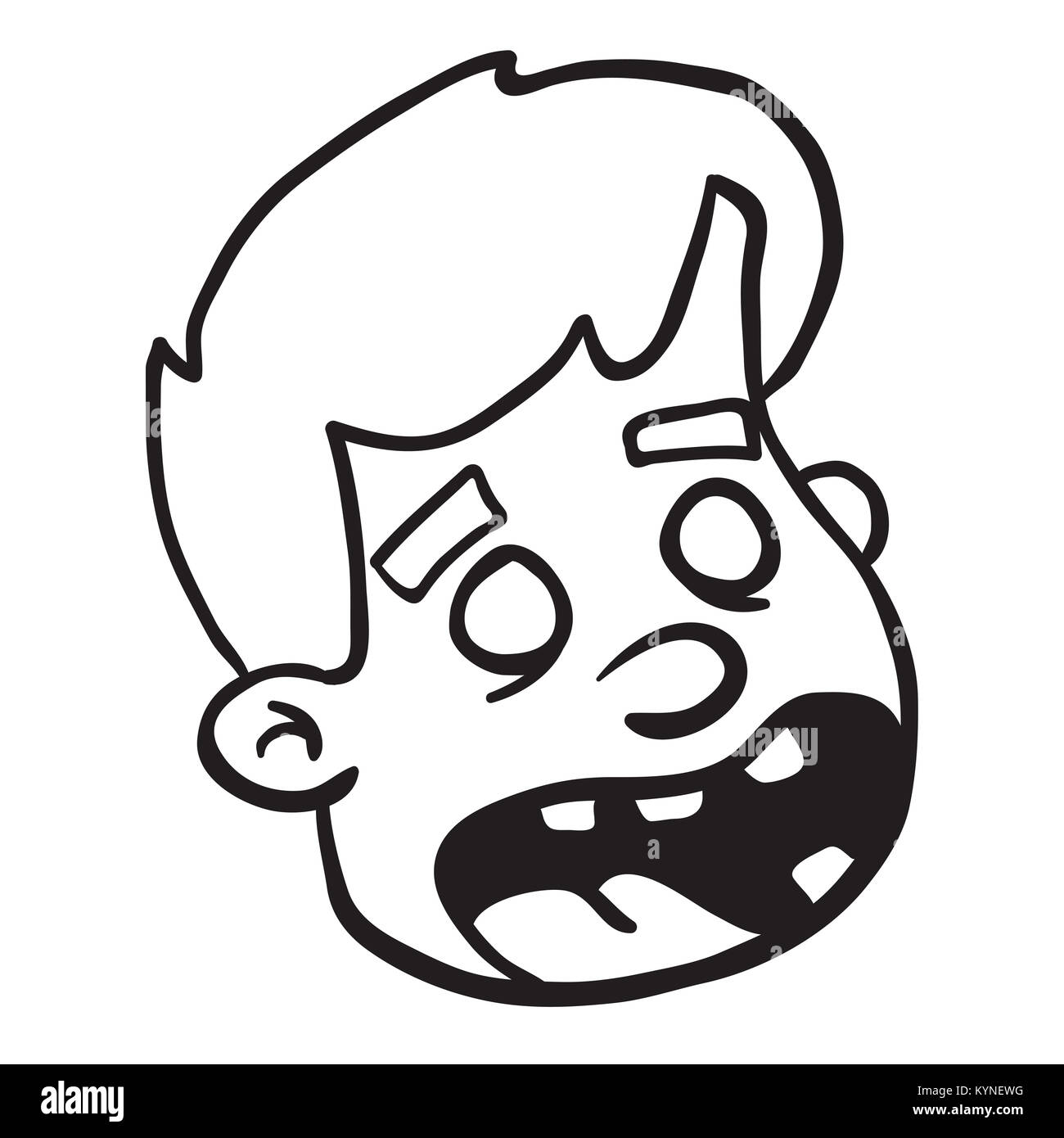 Screaming boy Cartoon Illustration isoliert auf weißem Stockfoto