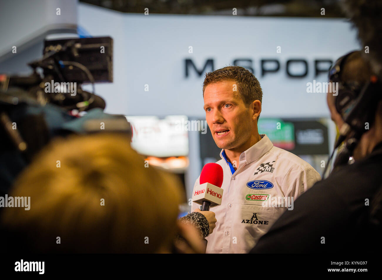 Weltmeister Sebastien Ogier von M-Sport World Rally Team an der WM starten, Autosport International Racing Car Show 2018 bei NEC Stockfoto