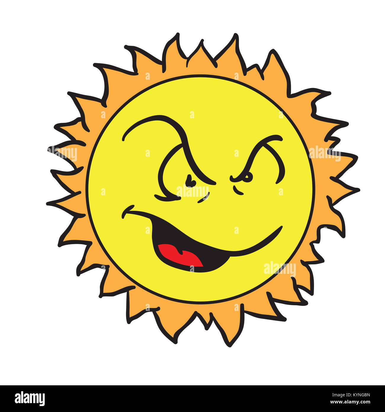 Angry sun Cartoon Illustration isoliert auf weißem Stockfoto