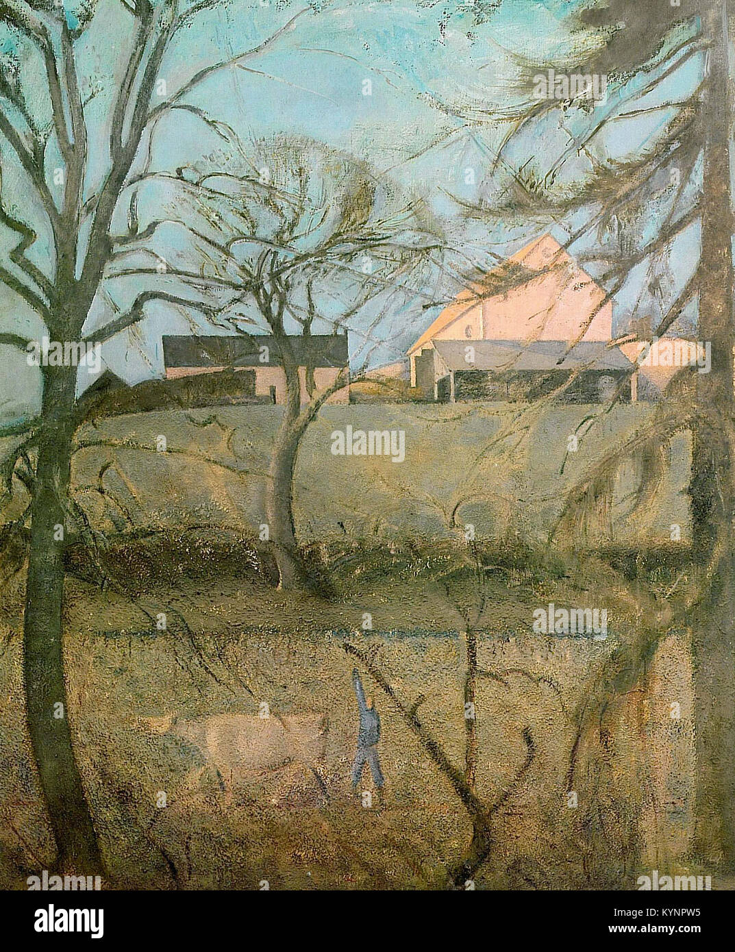 Balthus grosse Landschaft mit Kuh Malerei Stockfoto