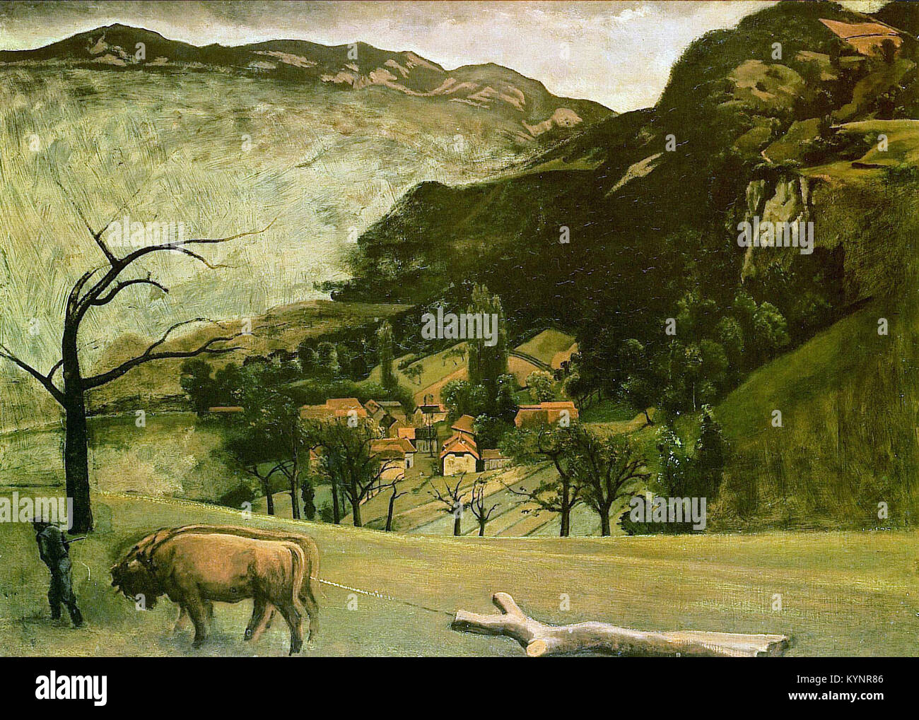 Balthus - Landschaft mit Ochsen-1942 Stockfoto