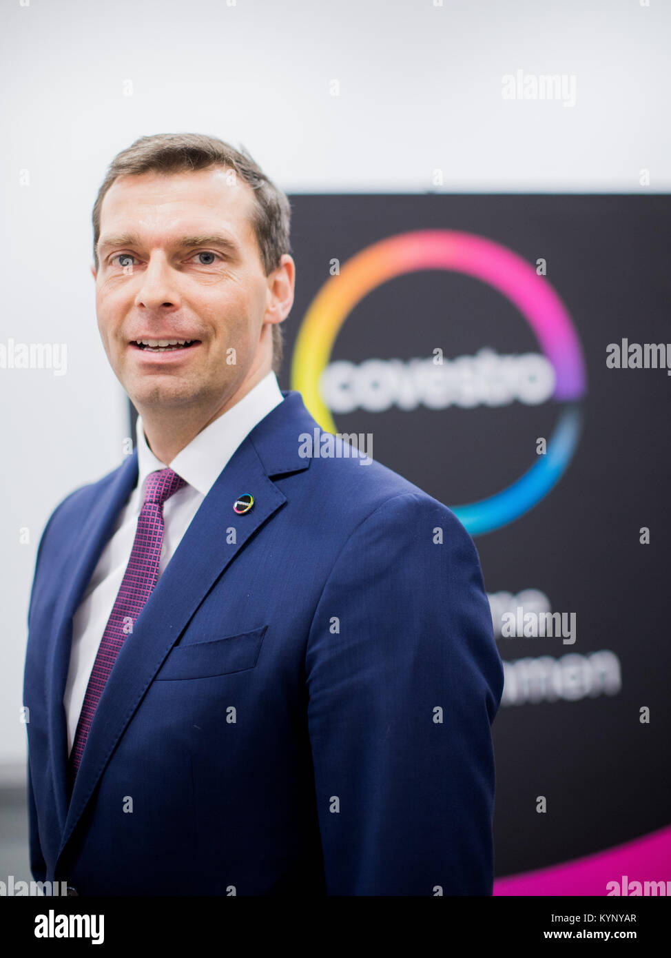 Markus Steilemann, der designierte CEO Covestro AG, steht im Chempark Dorfmargen in Köln, Deutschland, 14. Januar 2018. Foto: Rolf Vennenbernd/dpa Stockfoto