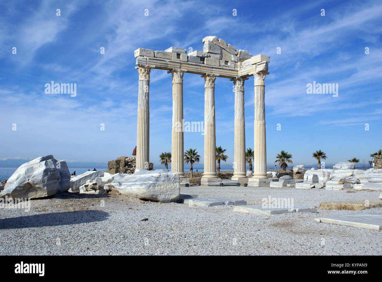 Ruinen der Athene Tempel in Side in der Nähe von Antalya, Türkei Stockfoto