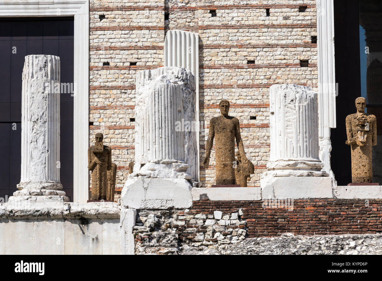 Die Ruinen der Capitolium oder Tempel der Kapitolinischen Trias in Brescia, Italien, Haupttempel in das Zentrum der antiken römischen Stadt Brixia Stockfoto
