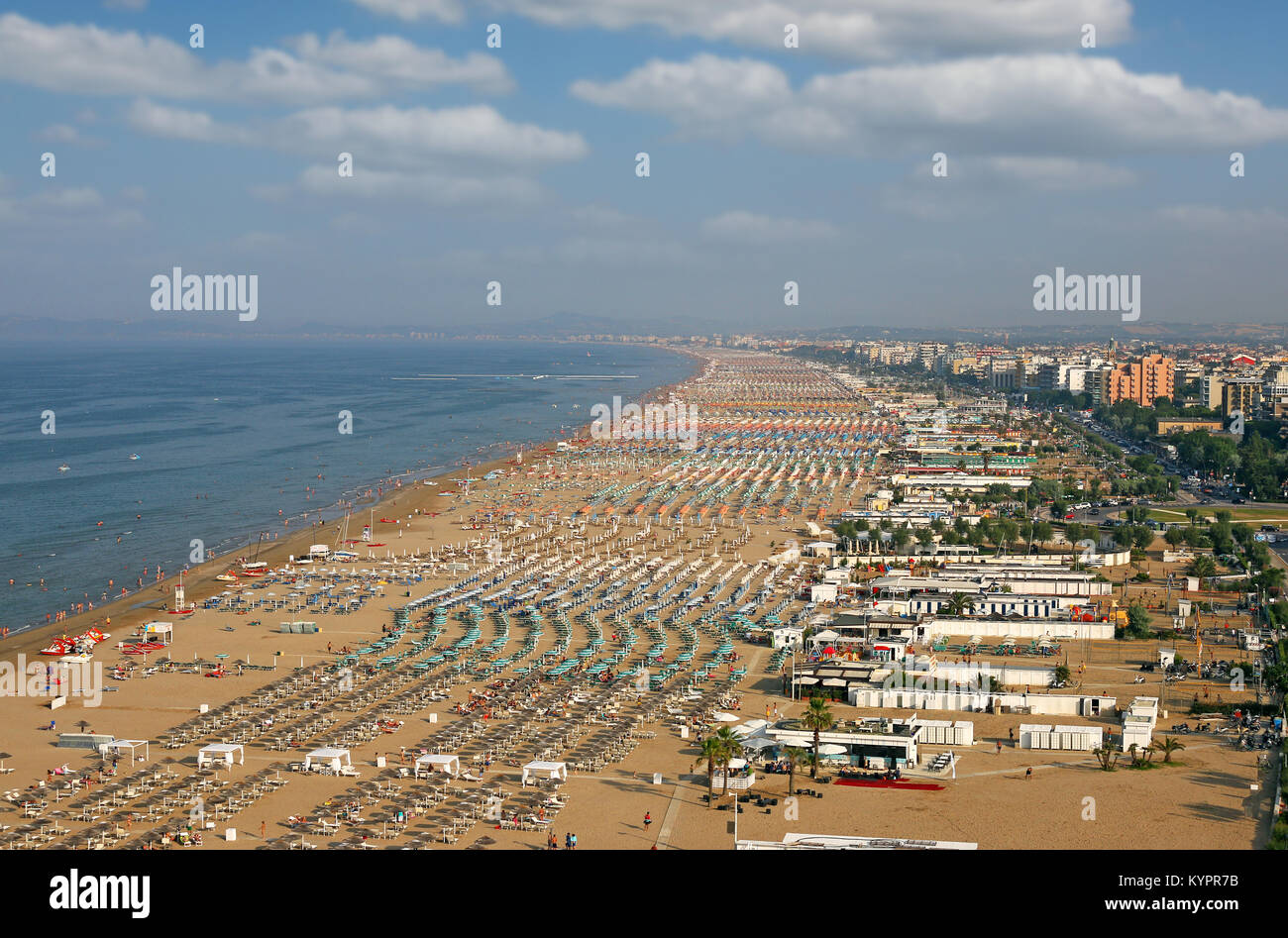 Rimini Strand Adria Sommer Saison Stockfoto