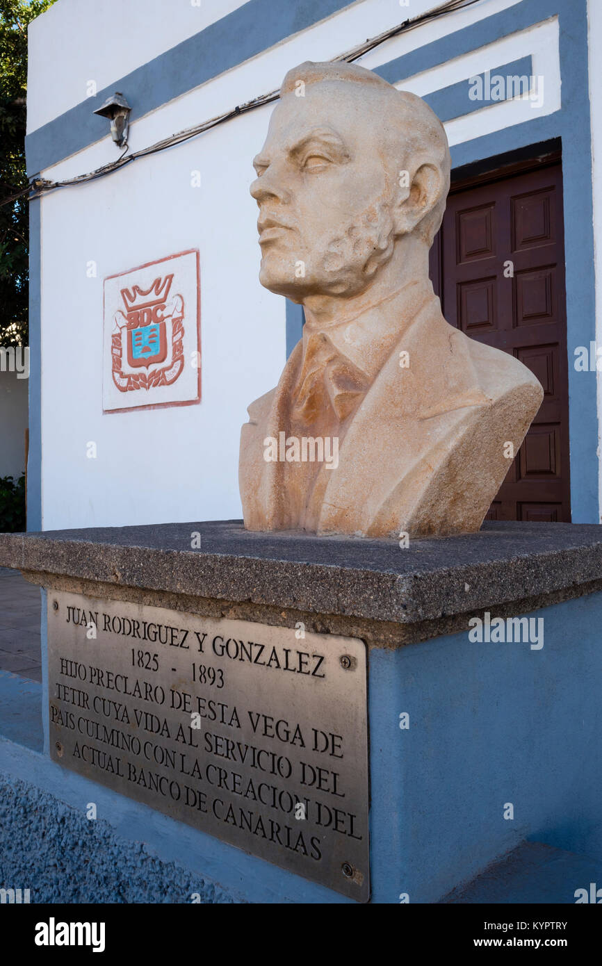 Statue zu Juan Rodriguez Gonzalez 1825-1893 Tetir Puerto del Rosario Fuerteventura Kanarische Inseln Spanien Stockfoto