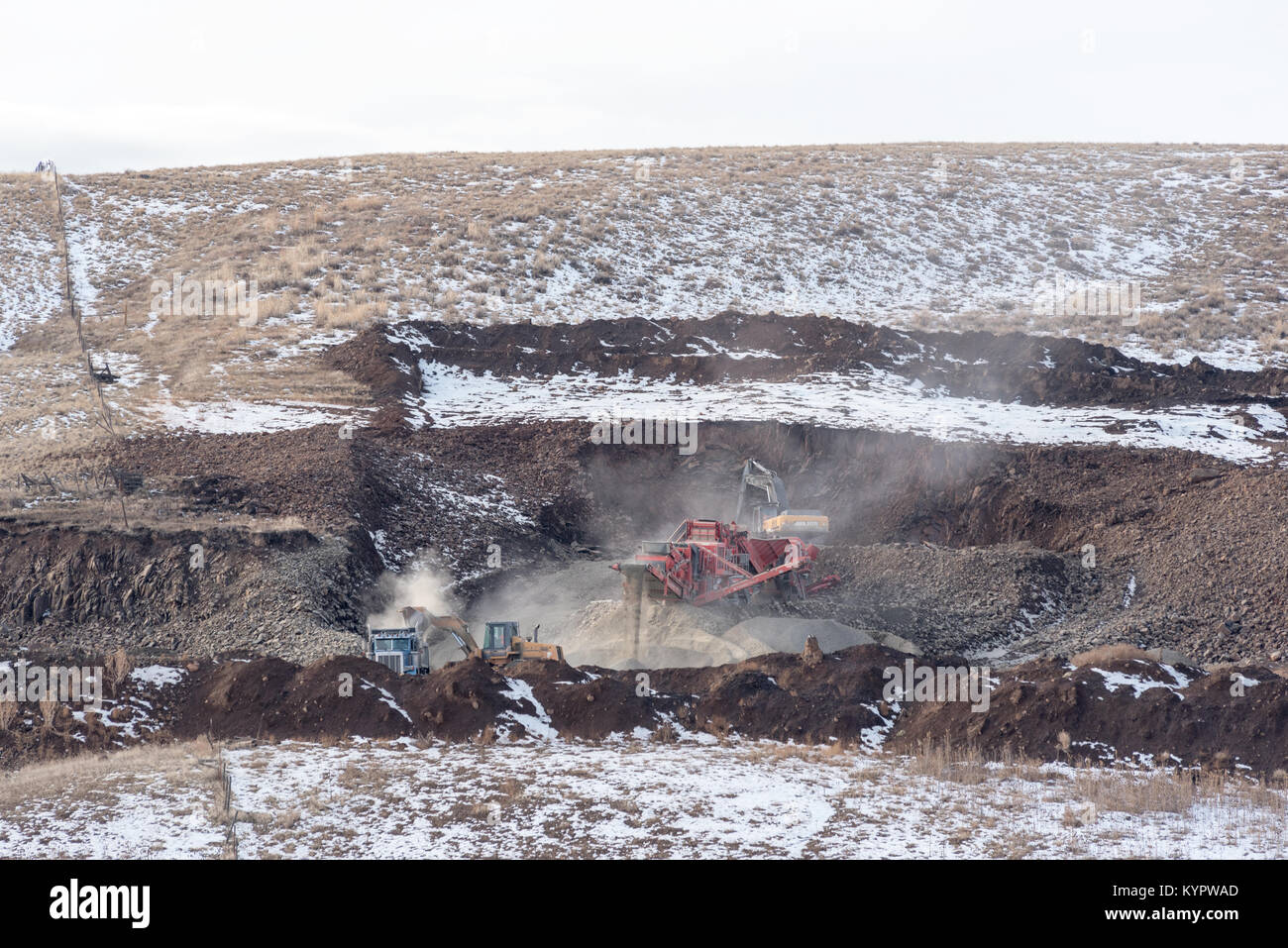 South Fork Ready Mix Steinbruch in der Trout Creek Valley, Oregon. Stockfoto