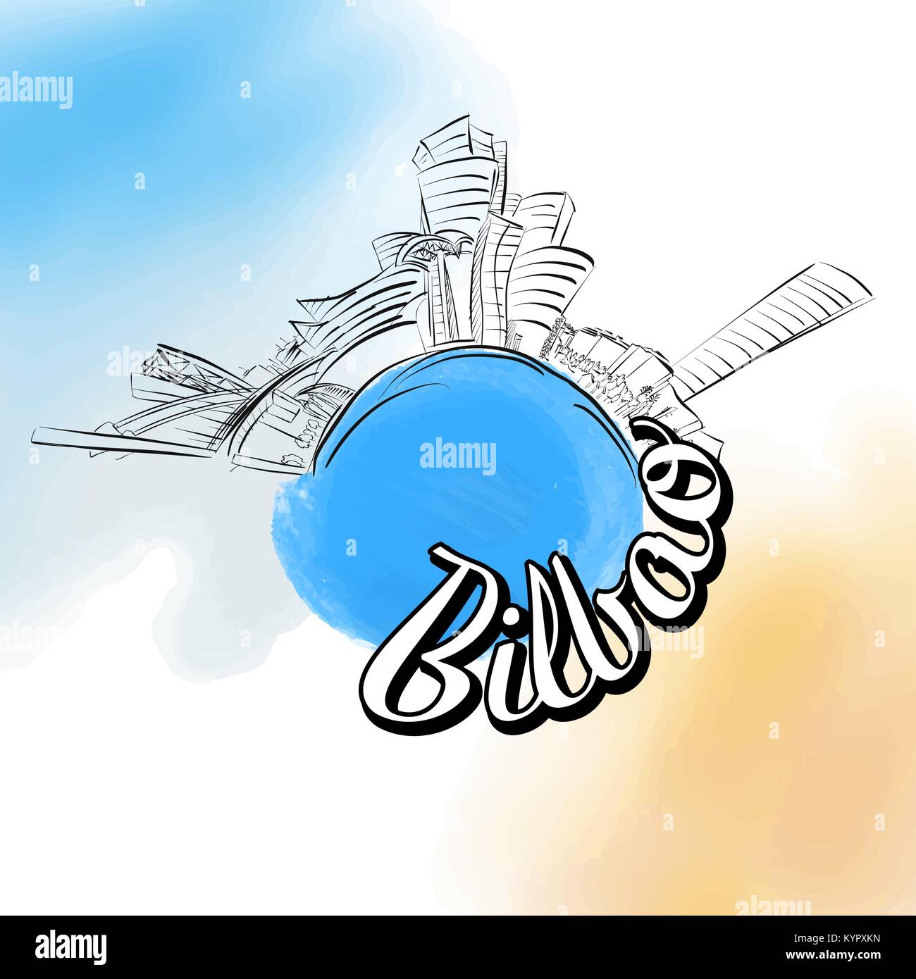 Bilbao farbige Wahrzeichen Logo. Reisen skyline Vektor Skizze. Stock Vektor