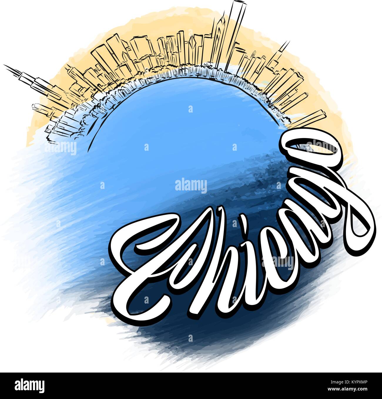 Chicago reisen Logo Skizze. Wolkenkratzer skyline Vektor Skizze. Stock Vektor