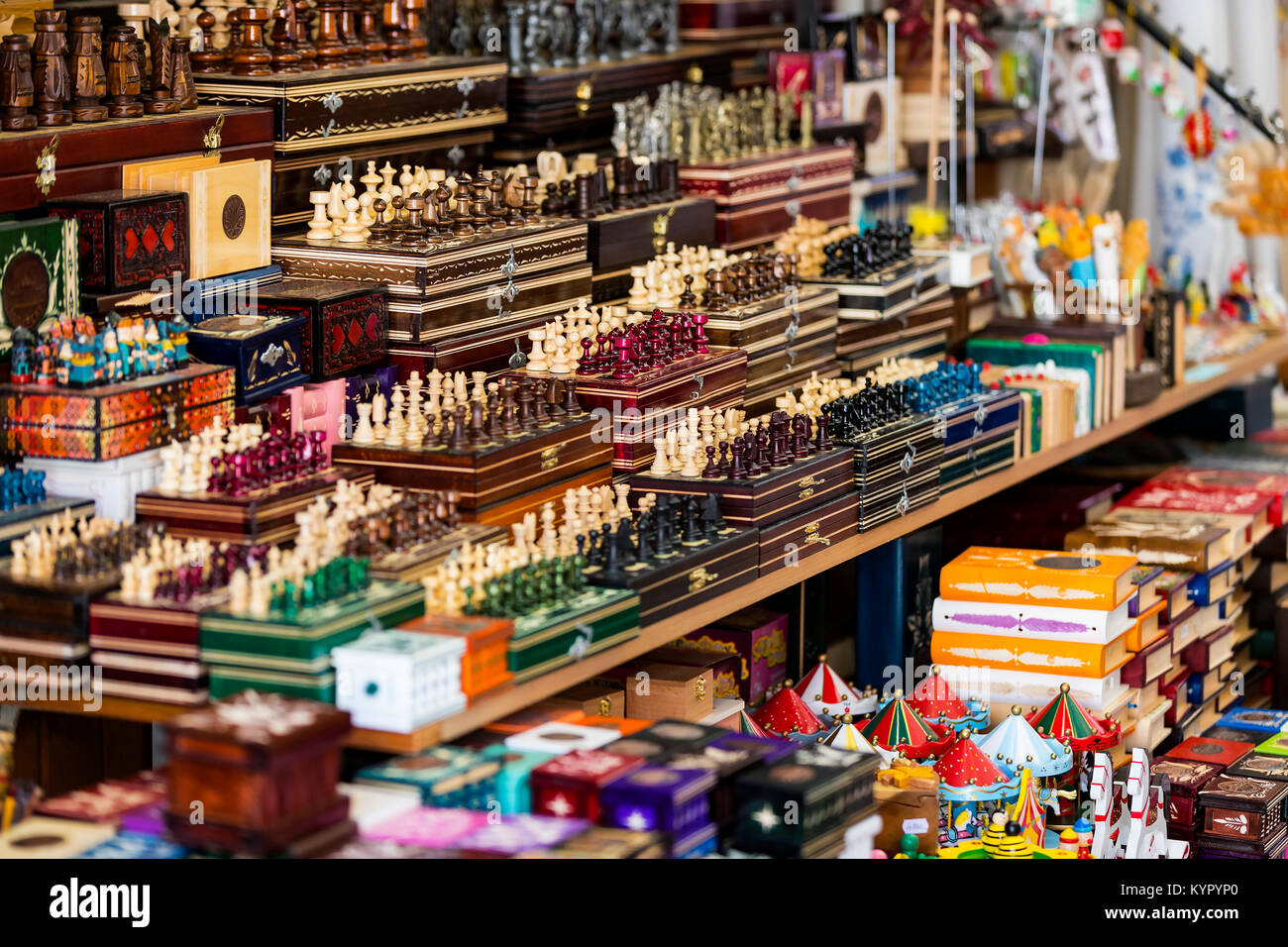 BUDAPEST, Ungarn. 23. Juni, 2017: Souvenirs Symbole für Touristen und Gäste auf den Straßen von Budapest Stockfoto