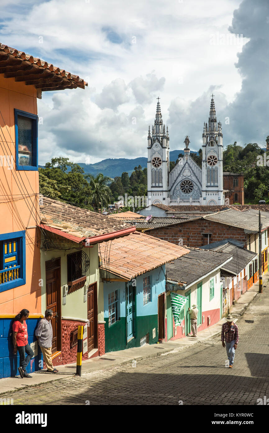 Jericó, weniger als drei Stunden von Medellín, gilt als eine der schönsten und traditionsreichsten Städte von Antioquia. Stockfoto