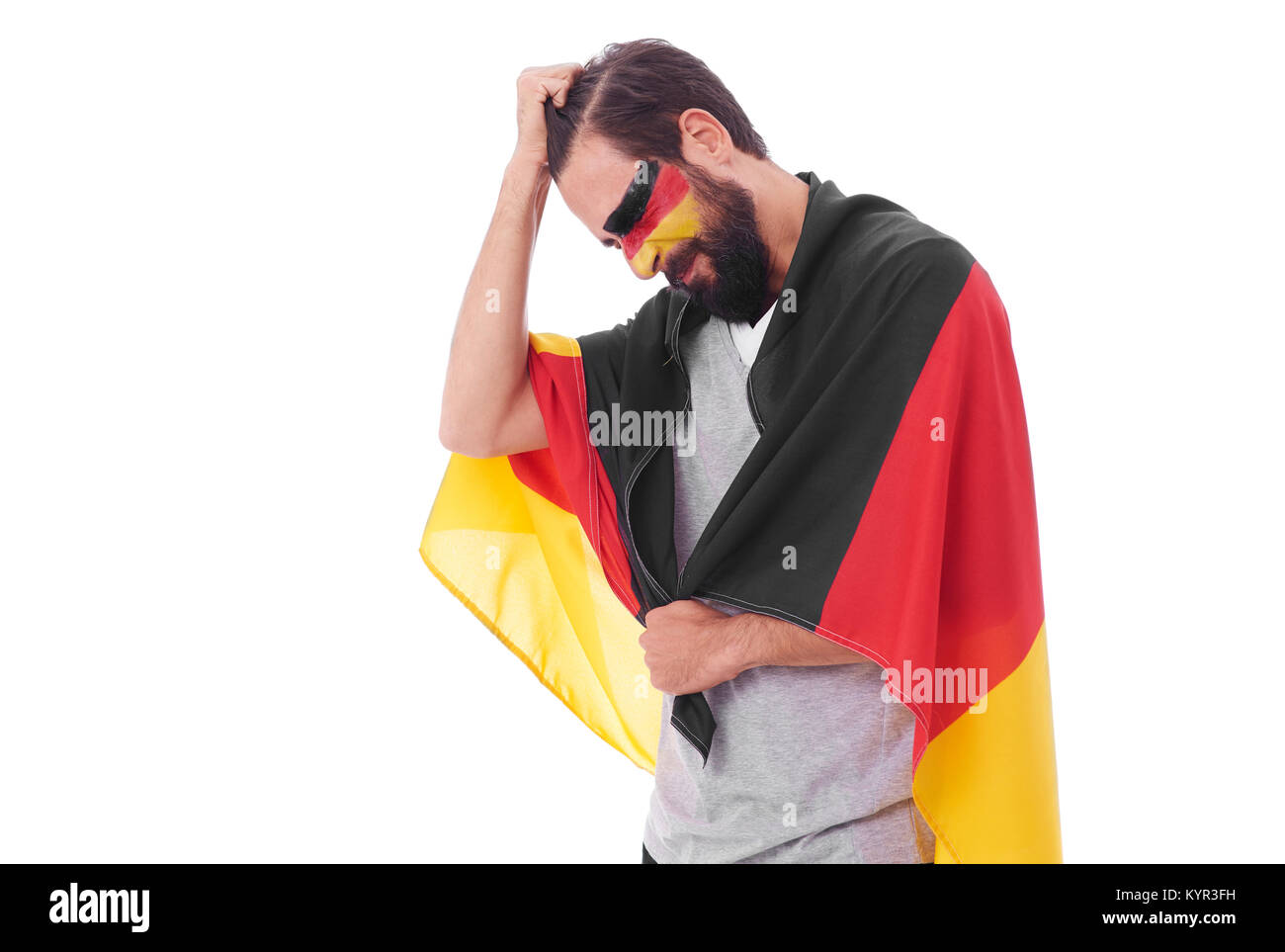 Portrait von distraught männlichen Fußballfan Stockfoto