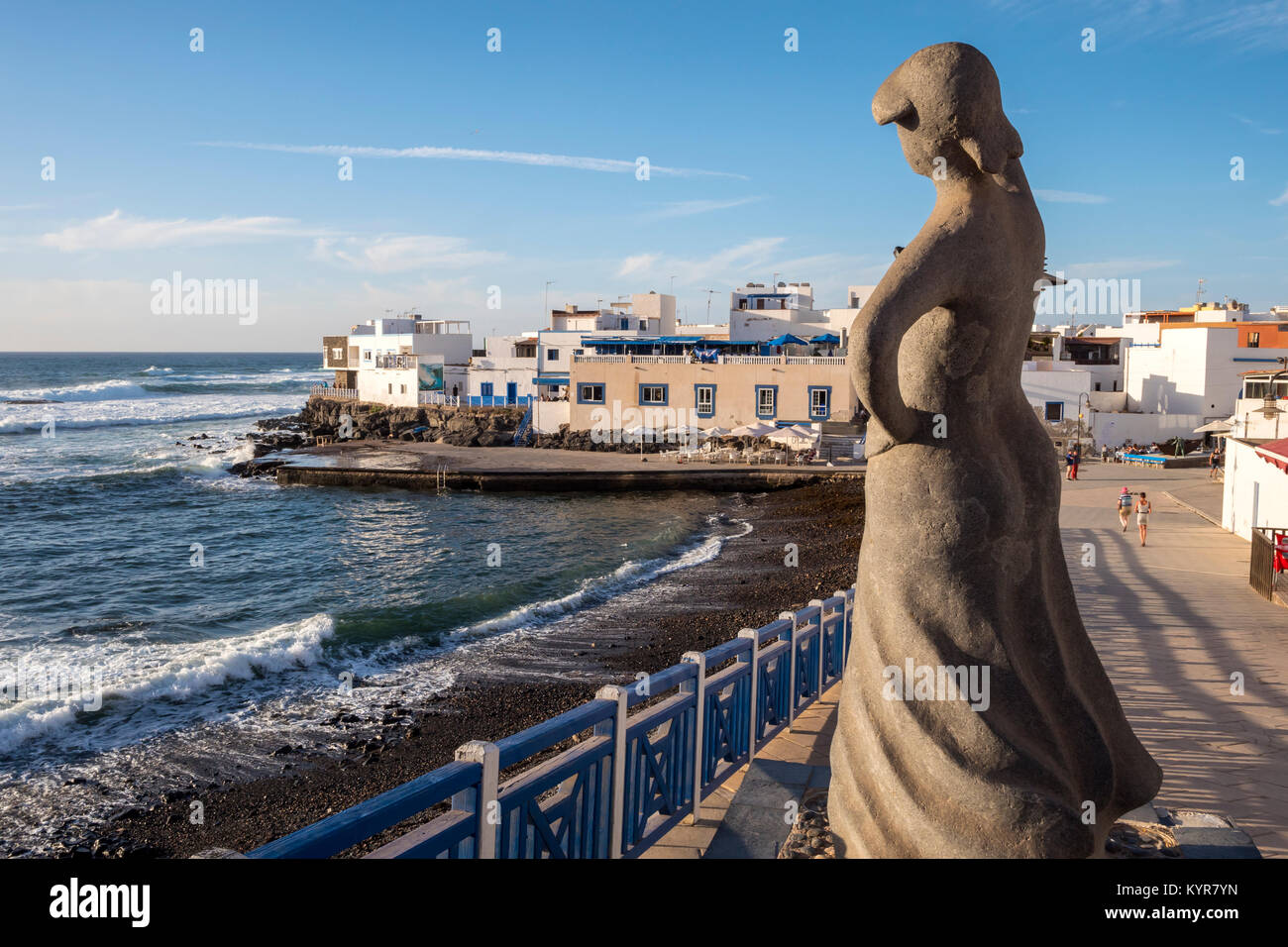 Skulptur von einem Fischer Frau El Cotillo La Oliva Fuerteventura Kanarische Inseln Spanien Stockfoto