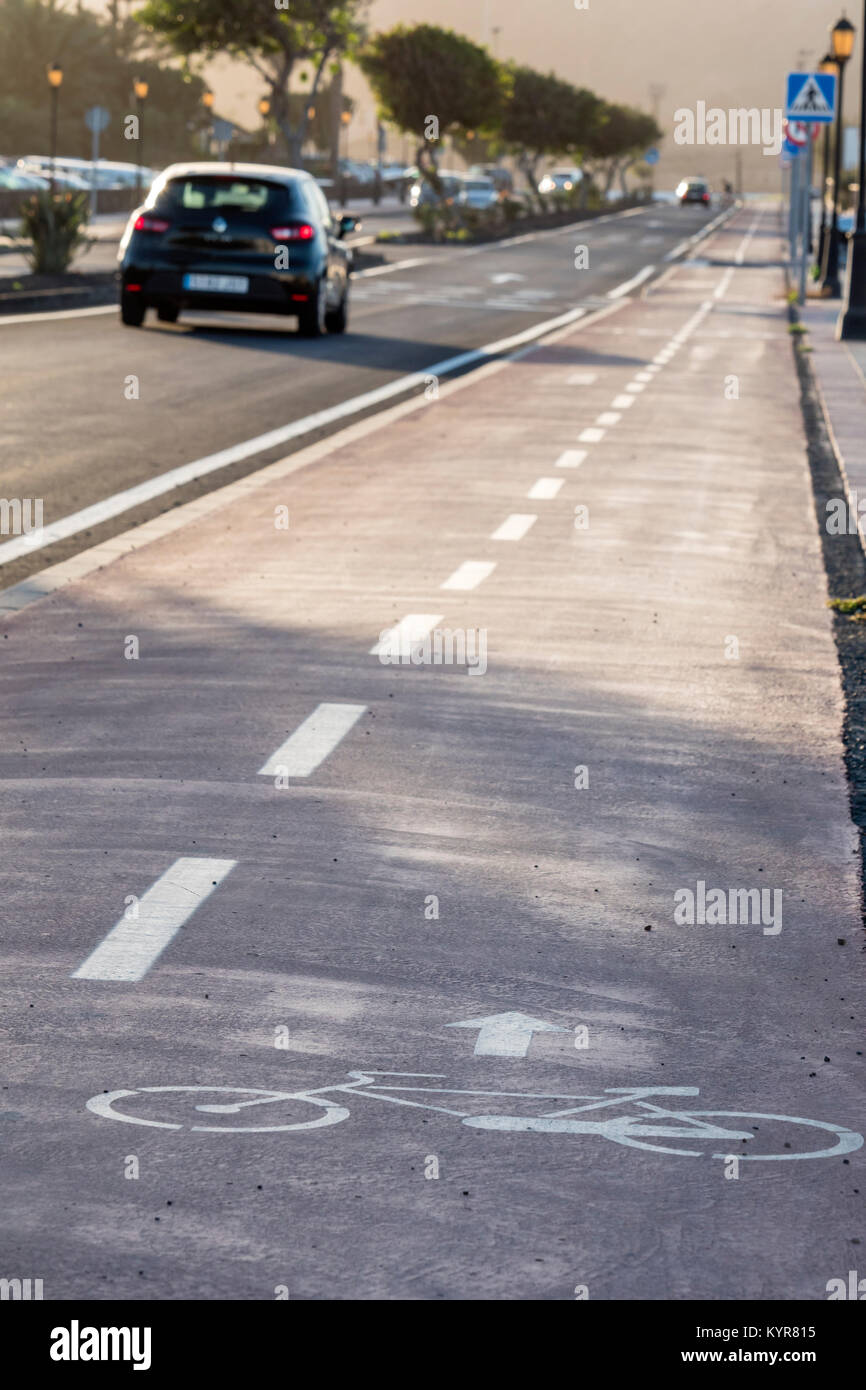 Radweg Pfad Corralejo, La Oliva Fuerteventura Kanarische Inseln Spanien Stockfoto